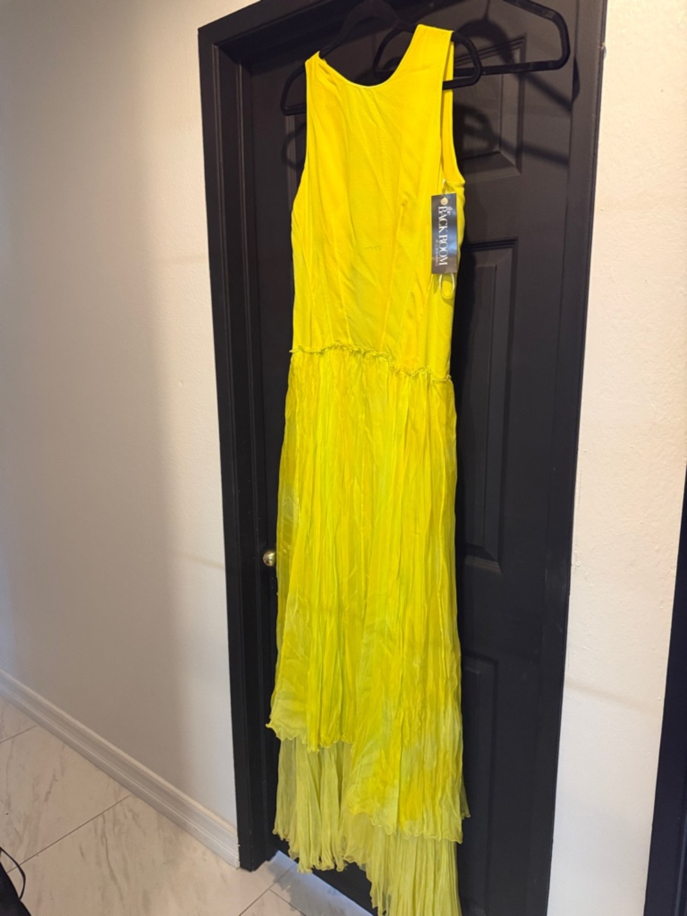 Roberto Cavilla Bright Yellow Tiered Maxi Dress with Tag
